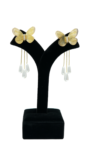 Butterfly Pearl Drop Earrings for Women